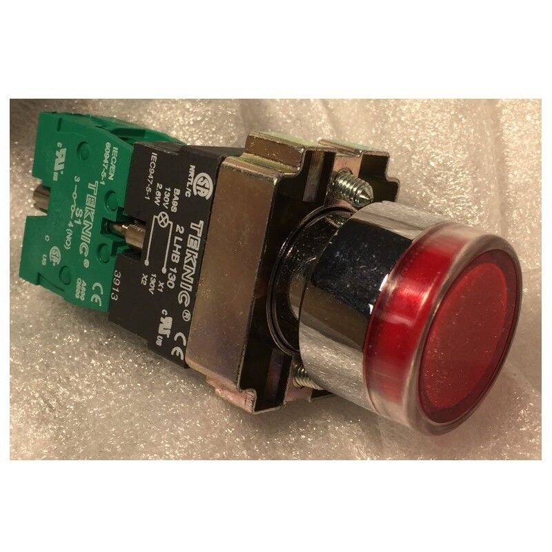 Teknic 103-002-420 Flush Illuminated Push Button 24V 2W 1NO - Red