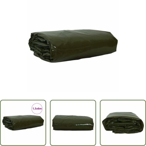 Tela con rivestimento in PVC -  Telo 650g / m² Verde oliva 1,5 x 6 m Tela con rivestimento in PVC