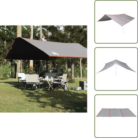 Tela da terra - vidaXL Telone da Campeggio Grigio/Arancione 420x440 cm Impermeabile - Oxford
