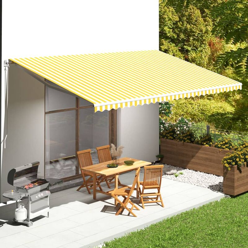 

Tela de repuesto para toldo amarillo y blanco 6x3,5 m
