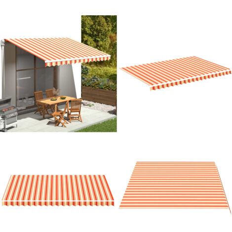 Tela de repuesto para toldo amarillo y naranja 4,5x3 m - Toldo de jardín - Toldo amarillo