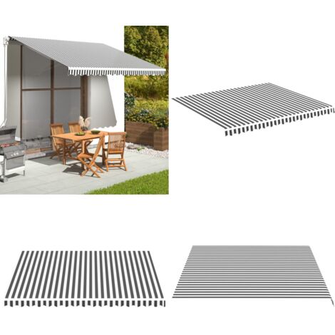 Tela de repuesto para toldo gris antracita y blanco 4x3,5 m - Toldo de jardín - Toldo gris antracita