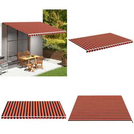 Tela de repuesto para toldo naranja y marrón 5x3,5 m - Toldo de jardín - Toldo de patio
