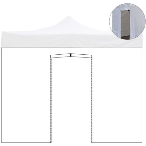 Tela lateral 2x2 m blanca impermeable con puerta enrollable para gazebo plegable