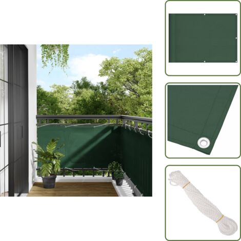 Tela Oxford - vidaXL Pantalla de balcón 100% poliéster Oxford verde oscuro 75x800 cm - Mampara de balcón