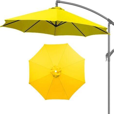 Tela para sombrilla de 6.5 pies, 9 pies y 10 pies, cubierta de repuesto para sombrilla de patio, 8 varillas, fácil de instalar (rojo, 8 varillas) (amarillo, 6.5 pies, 6 varillas)