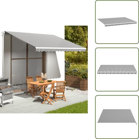 Tela para toldo - vidaXL Tela de repuesto para toldo gris antracita y blanco 4x3 m - Toldo para jardín