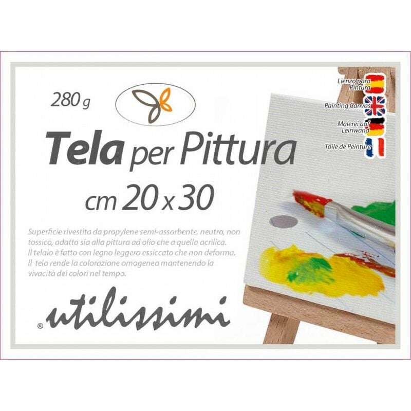 24x Tela per pittura con telaio quadro cm 20 x 30 gr 280