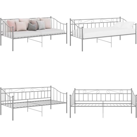 Telaio Divano Letto Grigio in Metallo 90x200 cm - Letto a sedia - Telaio in metallo