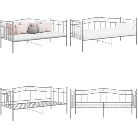 Telaio Divano Letto Grigio in Metallo 90x200 cm - Telaio letto - Letto a pavimento