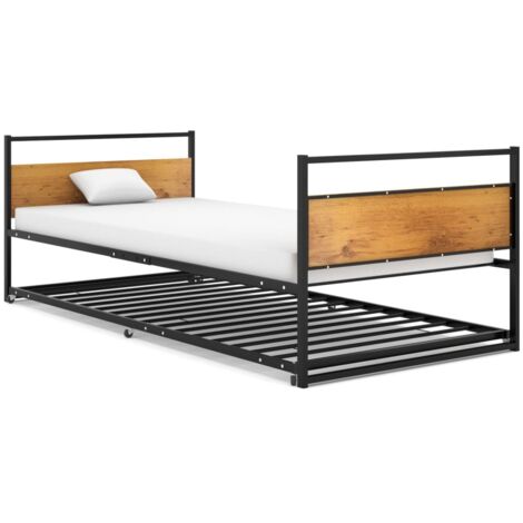 Telaio Giroletto con Letto - Struttura Letto Letto per adulti Estraibile Nero in Metallo 90x200 cm BV473235 - BonneVie
