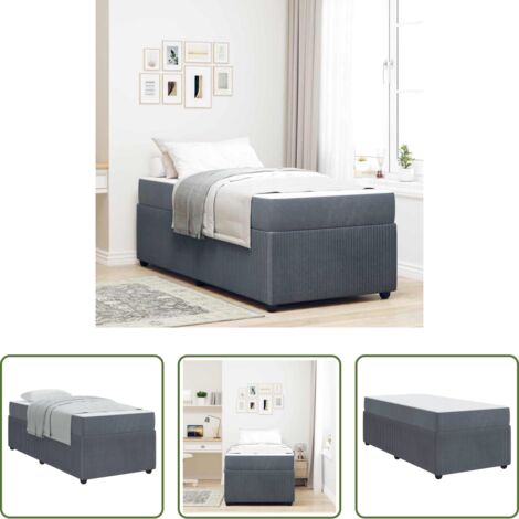 Telaio in legno -  Struttura del letto Grigio scuro 100 x 200 cm Tessuto