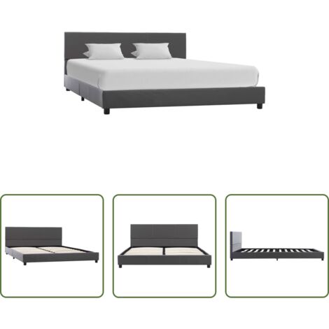 Telaio letto -  Giroletto Grigio in Similpelle 160x200 cm