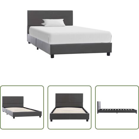 Telaio letto -  Giroletto Grigio in Similpelle 90x200 cm