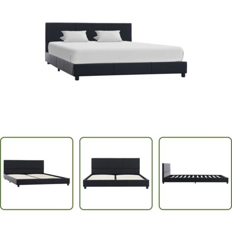 Telaio letto -  Giroletto Nero in Similpelle 120x200 cm