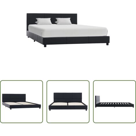 Telaio letto -  Giroletto Nero in Similpelle 140x200 cm