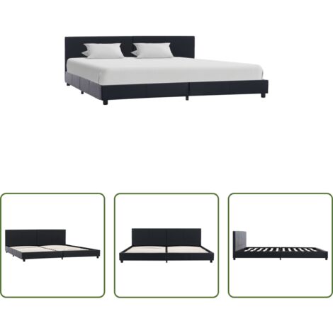 Telaio letto -  Giroletto Nero in Similpelle 180x200 cm