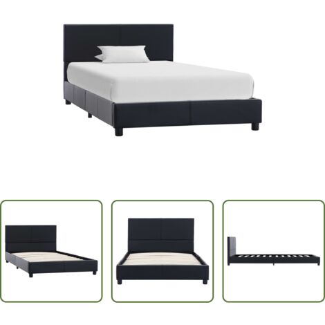 Telaio letto -  Giroletto Nero in Similpelle 90x200 cm