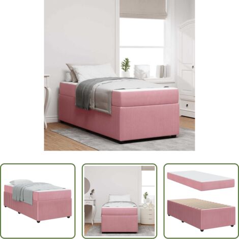 Telaio letto -  Struttura del letto con materasso Rosa 100 x 200 cm Tessuto