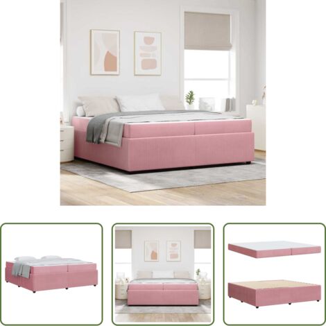 Telaio letto -  Struttura del letto con materasso Rosa 200 x 200 cm Tessuto