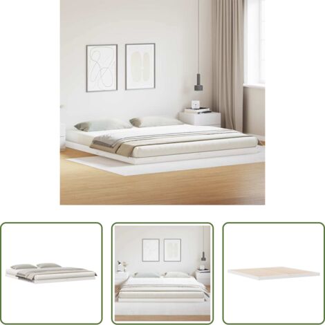 Telaio letto -  Struttura letto a terra Bianco 213.5 x 104 x 9 cm Pino massello
