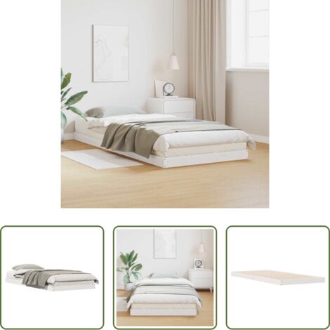 Telaio letto -  Struttura letto a terra Bianco 213.5 x 104 x 9 cm Pino massello