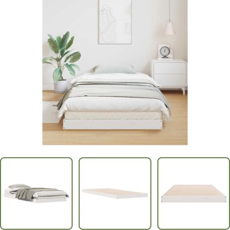 Telaio letto -  Struttura letto a terra Bianco 213.5 x 104 x 9 cm Pino massello