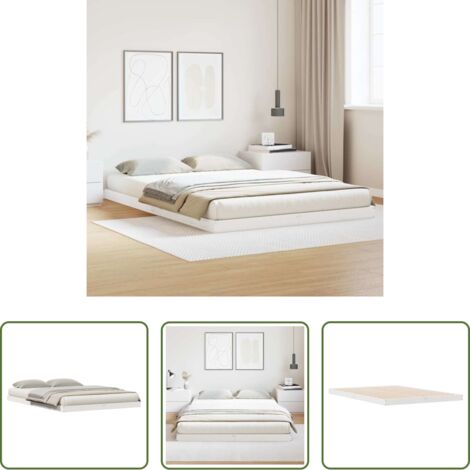 Telaio letto -  Struttura letto a terra Bianco 213.5 x 104 x 9 cm Pino massello