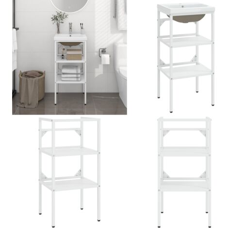 Telaio per Lavabo da Bagno con Lavabo Integrato Bianco in Ferro - Lavabo integrato - Lavabo in ceramica