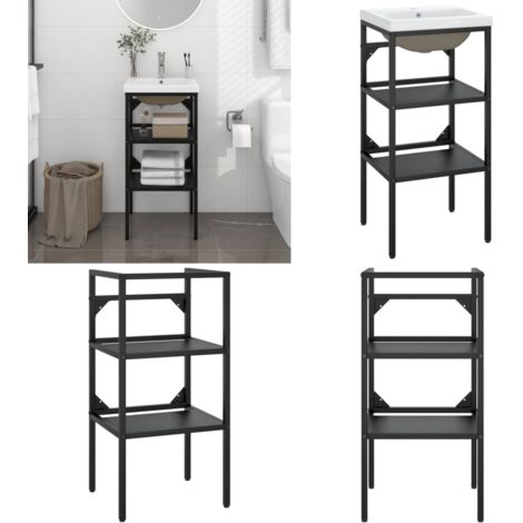 Telaio per Lavabo da Bagno con Lavabo Integrato Nero in Ferro - Lavabo integrato - Lavabo in ceramica