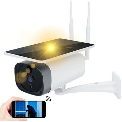 Telecamera 1080p Wifi Wireless Cctv Pannello Solare Vision Notturna Ir Allarme