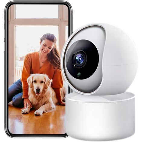 Telecamera a cupola panoramica e inclinabile, baby monitor da 3 MP con app per smartphone, visione notturna, notifiche tramite app, adatta per uso interno