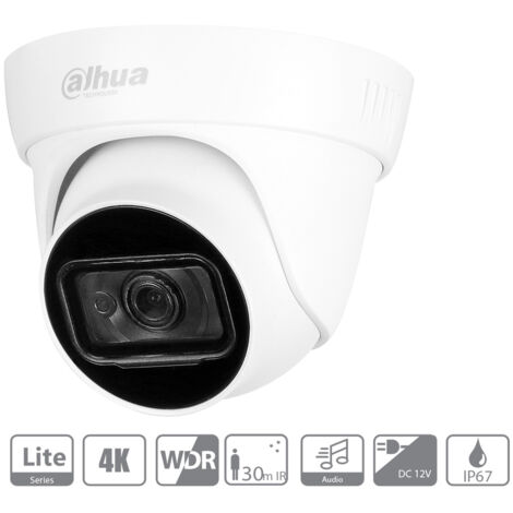 Telecamera Analogica Dome 4K 8MP Ottica Fissa 3.6mm HDCVI IR Eyeball IP67 DC12V DAHUA HAC-HDW1801TL