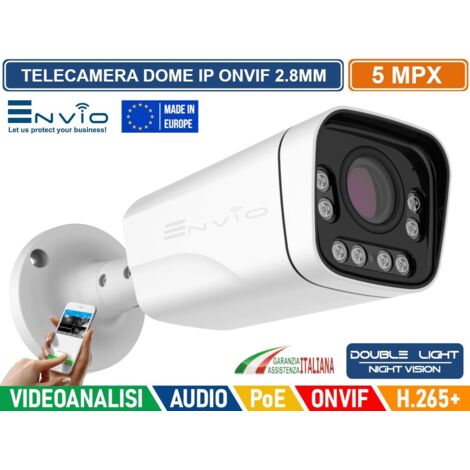 TELECAMERA BULLET IP DOUBLE LIGHT 5M POE ONVIF H.265+ VISIONE NOTTURNA A COLORI 40 METRI ANALISI VIDEO