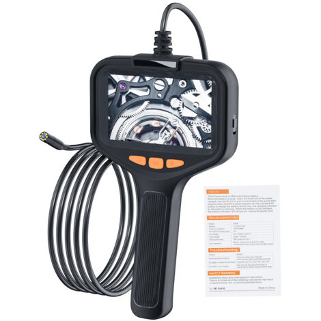 Telecamera di ispezione a doppia lente con illuminazione, endoscopio industriale impermeabile IP67, cavo flessibile 2m, HD 1080p, 8+1 LED