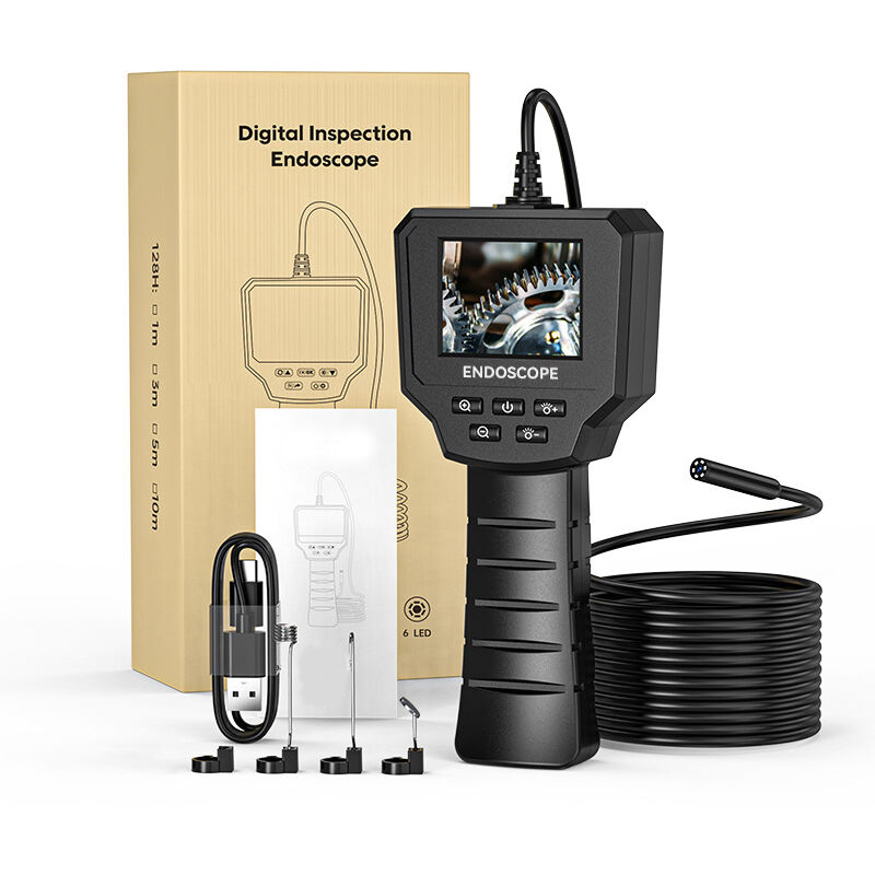 Image of Longziming - Telecamera di ispezione endoscopica industriale da 2,4 pollici, telecamera hd 1440P da 2,0 mp con 6 led regolabili, telecamera digitale