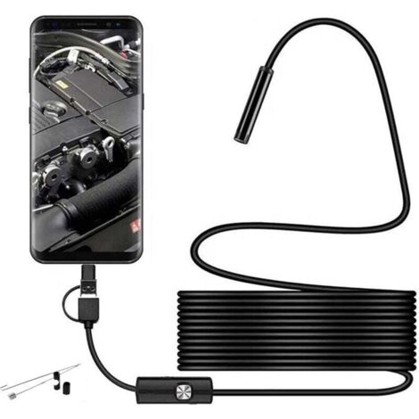 Telecamera di ispezione USB Type-C 3 in 1 da 5 m, 6 luci LED regolabili, telecamera di ispezione