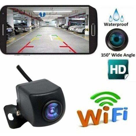 Telecamera di retromarcia wireless HD Wi-Fi per auto, veicoli, telecamera di retromarcia Wi-Fi con visione notturna, monitor LCD wireless impermeabile IP67