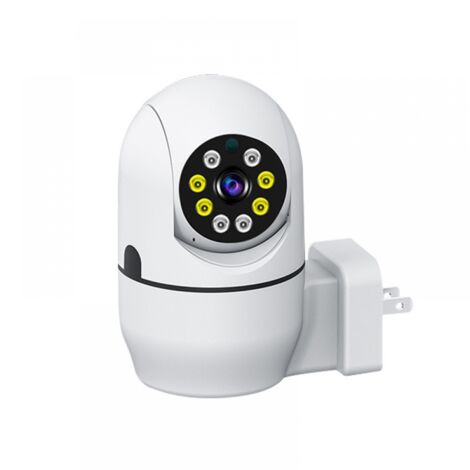 Telecamera di sicurezza domestica wireless Telecamera PTZ plug-in a 360° Telecamera WiFi intelligente con faretto bianco e IR, audio bidirezionale, visione notturna, rilevamento del movimento, scheda 