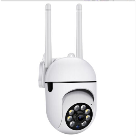 Telecamera di sorveglianza PTZ WiFi da esterno da 2 MP, telecamera IP wireless impermeabile a 360°, visione notturna a colori, audio bidirezionale, avviso istantaneo (1p, bianca)