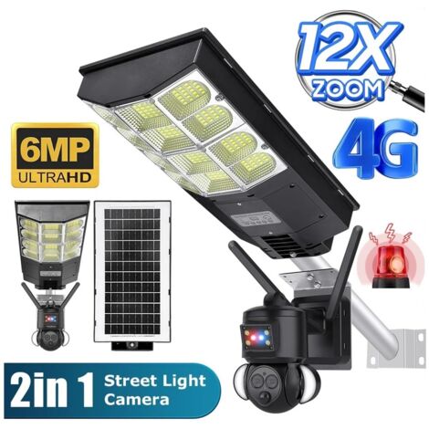 Telecamera di sorveglianza solare per esterni 3K 6MP, batteria 4G, 360°, WiFi, visione notturna, sorveglianza PIR (luce telecamera 4G)