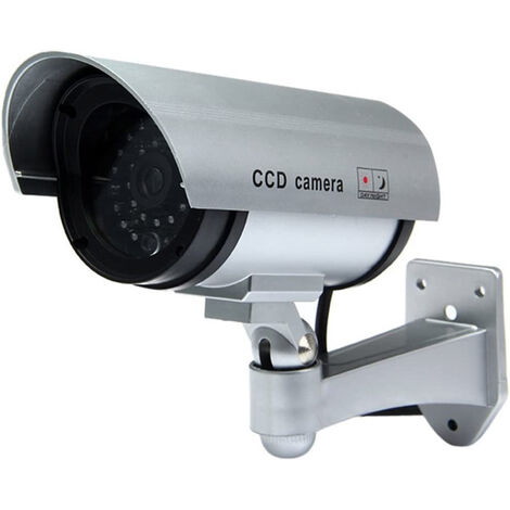 Telecamera di videosorveglianza finta CCTV dummy cam da esterno con un led lampeggiante a infrarossi e staffa di montaggio design professionale