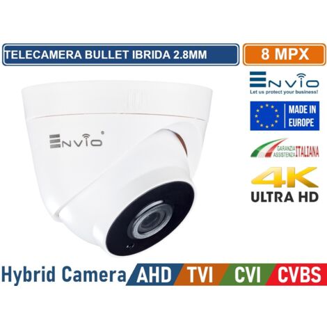 TELECAMERA DOME IBRIDA 4IN1 AHD TVI CVI CVBS OTTICA 2.8MM 8MP 4K ULTRA HD 3 ARRAY IR LED VISIONE NOTTURNA 20 METRI