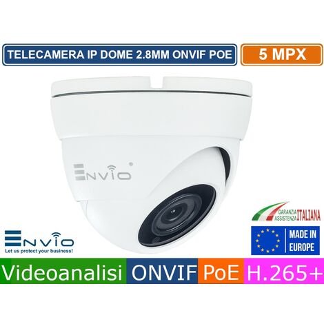 TELECAMERA DOME IP ONVIF POE 5 MEGAPIXEL 2.8MM VIDEOANALISI IP65 IR 20 METRI