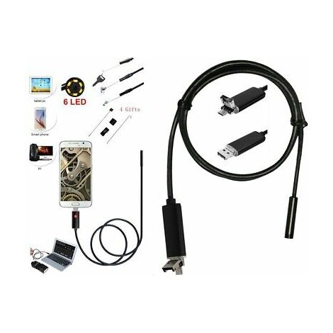 TELECAMERA ENDOSCOPICA 6 LED TUBO FLESSIBILE USB 10 MT IMPERMEABILE ISPEZIONE