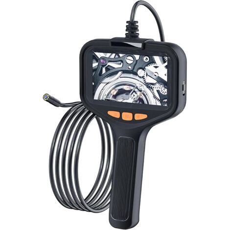 Telecamera endoscopica ad alta definizione con schermo e illuminazione, adatta per la manutenzione e l'ispezione industriale e automobilistica (cavo rigido da 8 mm e 5 metri).