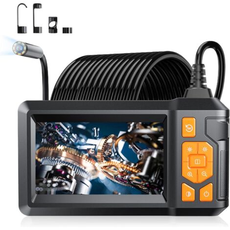 Telecamera endoscopica da 10 m con illuminazione, endoscopio industriale HD 1080P, schermo IPS da 4,3", telecamera per ispezione di condotte impermeabile IP67, boroscopio da 8 mm con 8 LED regolabili
