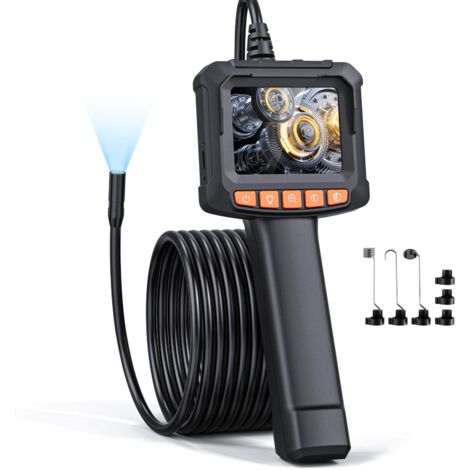 Telecamera endoscopica, endoscopio HD 1080P con zoom 2X, telecamera per ispezione tubi IPS da 2,4 pollici impermeabile IP67, cavo semirigido da 5 m, 8 LED regolabili, gadget per uomo