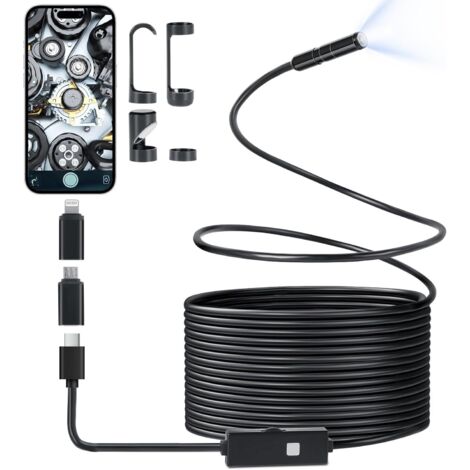 Telecamera endoscopica industriale HD 1080P, impermeabile IP67, 8,2 mm, con 8 LED, per smartphone e tablet (5 m)