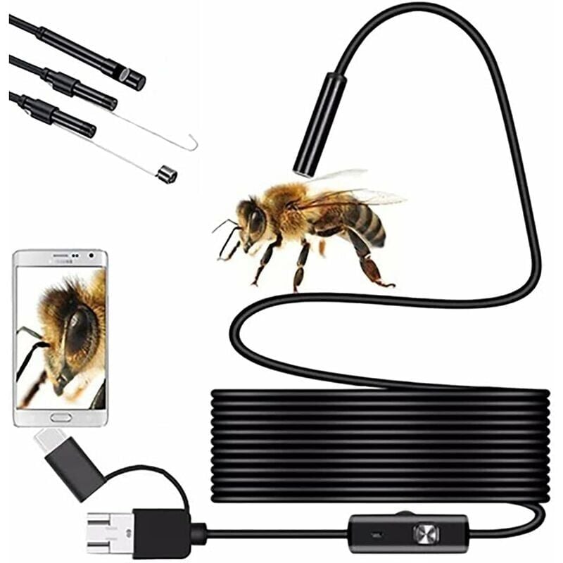 Image of Telecamera endoscopica Ymyny da 7 mm impermeabile hd con IP67, endoscopio portatile con tipo c, telecamera a tubo con cavo semirigido, telecamera di